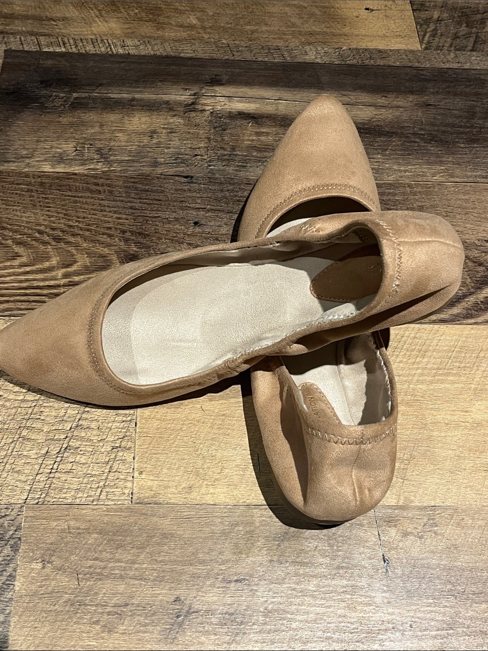 BCBGeneration Women's Tan Suede Pointed Ballet Flats - Picture 2 of 7